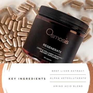 OSMOSIS Regenerate Daily Liver and Collagen Supplement, Vitamins A C D and E, for Men and Women, 180 Count