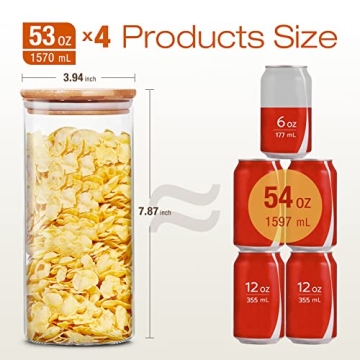 HomArtist Glass Jars with Bamboo Lids - Airtight Storage Set