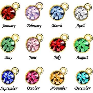 BetterJonny 120 Pieces Crystal Birthstone Charms Beads, 12 Colors Round Crystal Charm with Rings Handmade Jewelry Pendants for Jewelry Necklace Bracelet Earring Making
