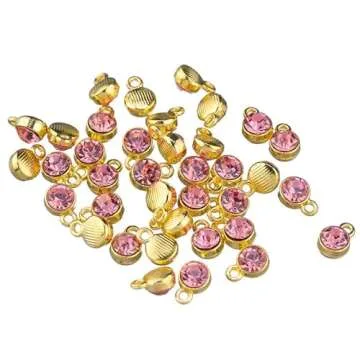 BetterJonny 120 Pieces Crystal Birthstone Charms Beads, 12 Colors Round Crystal Charm with Rings Handmade Jewelry Pendants for Jewelry Necklace Bracelet Earring Making
