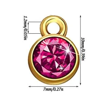 BetterJonny 120 Pieces Crystal Birthstone Charms Beads, 12 Colors Round Crystal Charm with Rings Handmade Jewelry Pendants for Jewelry Necklace Bracelet Earring Making