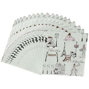 Boston International IHR 3-Ply Paper Napkins, 20-Count Cocktail Size, J'aime Paris
