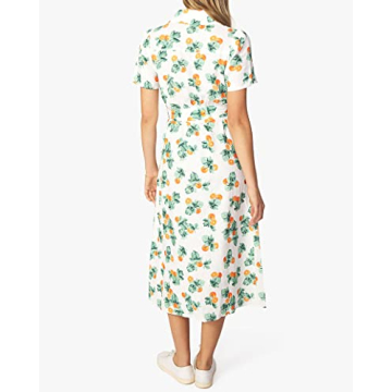 WeWoreWhat Womens Dresses, Womens Fashion 2022 Dresses Sundress Day Dress White Linen Shirt Dress, Midi Dress Summer Dress Cocktail Dress, Women Dresses for Special Occasions (Oranges Dress, White)|XS