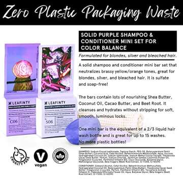 Leafinty S06+C06 Solid Shampoo & Conditioner Set for Blondes Silver and Bleached Hair, All Natural Z...