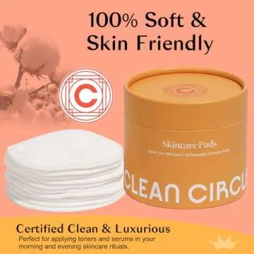 Clean Circle Reusable Skincare Pads - Cotton Rounds for Skincare - Reusable Cotton Pads for Face - Z...