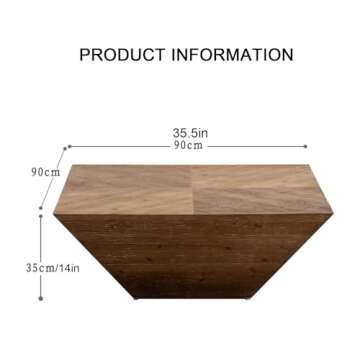 EXTICK Table for Living, Table, Low Square Coffee Table, Wood Coffee Table with Farmhouse Wood Table...