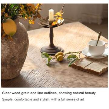 EXTICK Table for Living, Table, Low Square Coffee Table, Wood Coffee Table with Farmhouse Wood Tabletop, for Living Room Easy Assembly 90 * 90 * 35cm