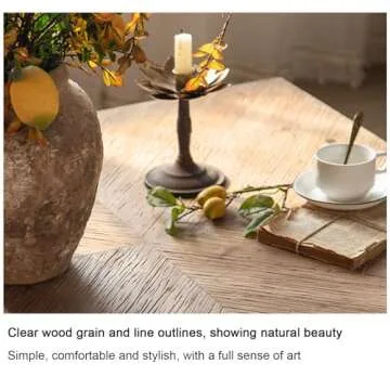 EXTICK Table for Living, Table, Low Square Coffee Table, Wood Coffee Table with Farmhouse Wood Tabletop, for Living Room Easy Assembly 90 * 90 * 35cm