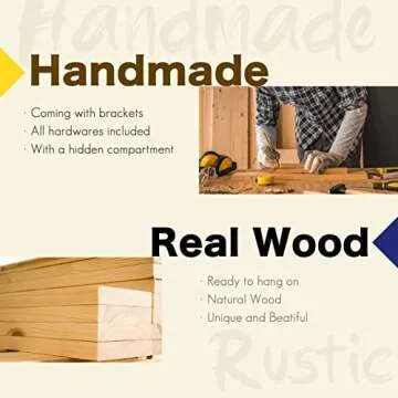 ROOREVO Wall Floating Shelves, Rustic Wood Shelf for Wall Mounted - Wooden Handmade Shelves for Bathroom Kitchen Livingroom - No Stain - DIY(Unfinished, 36 Inch - 2 Pack)