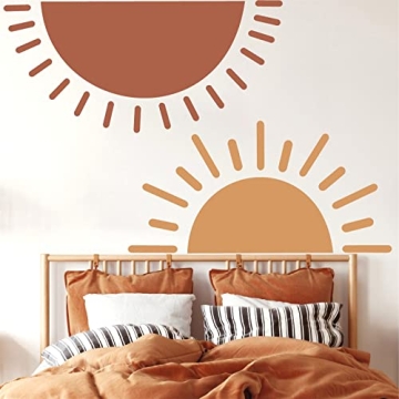 Easma Half Sun Wall Decals - Bright Vinyl Sunshine Stickers for Kids' Rooms