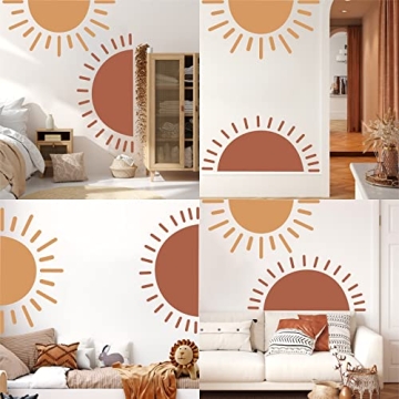 Vibrant Half Sun Wall Decals - Removable Sunshine Stickers