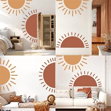 Vibrant Half Sun Wall Decals - Removable Sunshine Stickers