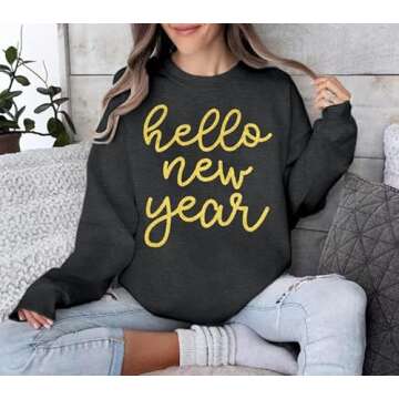 LUKYCILD Hello New Year Sweatshirt for 2025 Celebration