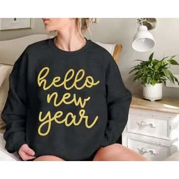 LUKYCILD Hello New Year Sweatshirt for 2025 Celebration