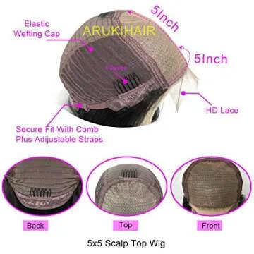 ARUKIHAIR HD Lace Bob Wig - 14 inch Water Wave Human Hair