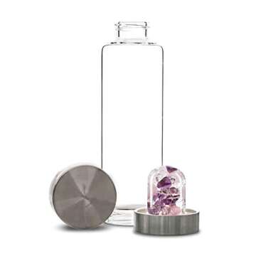 VitaJuwel ViA WELLNESS - Crystal Water Bottle with Amethyst, Rose Quartz & Clear Quartz - Balance, Relaxation & Clarity