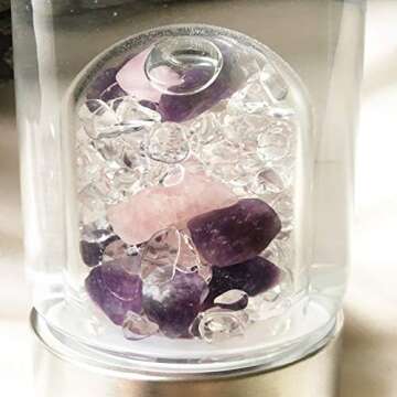 VitaJuwel ViA WELLNESS - Crystal Water Bottle with Amethyst, Rose Quartz & Clear Quartz - Balance, Relaxation & Clarity