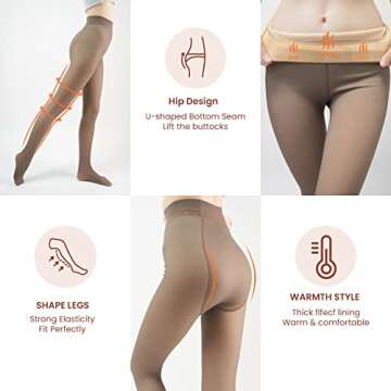 X-CHENG Fleece Lined Tights Sheer Women - Fake Translucent Warm Pantyhose Leggings Sheer Thick Tight...