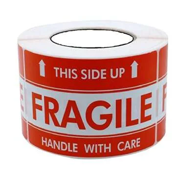 Prinko 3 x 5 Inch – 500 Fragile Stickers Roll, Easy Tear, Permanent Adhesive Warning Labels for Sh...
