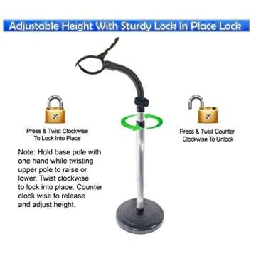 Hair Dryer Stand Holder - Hands Free, Adjustable Height & 360-Degree Rotation, Heavy Base, Stainless Steel - Portable Hair Styling Blow Dryer Mount with One-Handed Styling, Ideal for Salon & Home