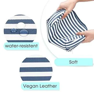 Large Vegan Leather Makeup Bag for Travel & Daily Use