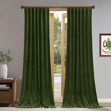 StangH Moss Velvet Curtains 90 inches - Luxury Room Darkening Panels for Home Decor