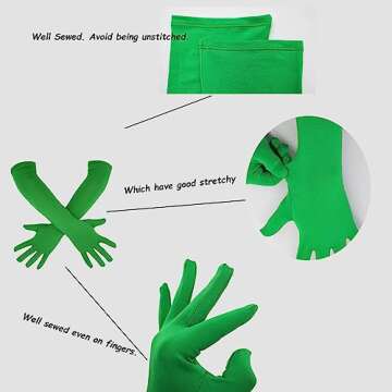 Sheface Men's and Women's 18" Spandex Long Gloves Stretchy Banquet Party Wedding Costume Gloves (Green)