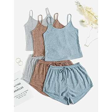 GORGLITTER Women's Ribbed Pajamas Set for Comfort and Style