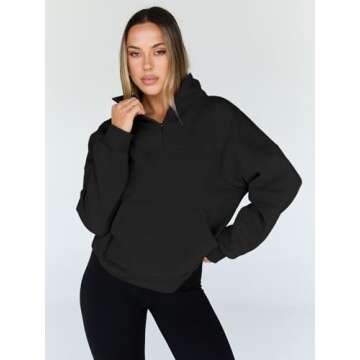 Trendy Queen Sweatshirts Quarter Half Zip Pullover Oversized Hoodies Sweaters Comfy Fall Outfits 202...