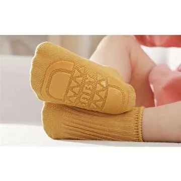 Toddler Baby Non Slip Socks 8 Pairs Infant Newborn Antiskid Socks with Grips Solid Anti-Slip Unisex Ankle Socks for Girl Boy