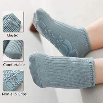 Toddler Baby Non Slip Socks 8 Pairs Infant Newborn Antiskid Socks with Grips Solid Anti-Slip Unisex Ankle Socks for Girl Boy