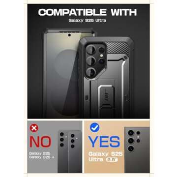 SUPCASE for Samsung Galaxy S25 Ultra Case with Stand (Unicorn Beetle Pro), [2 Front Frames] [Built-i...
