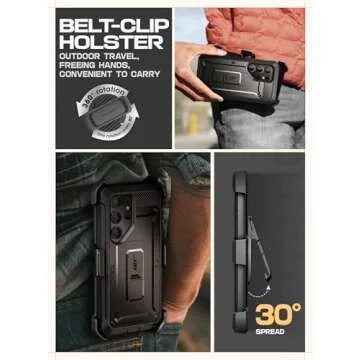 SUPCASE for Samsung Galaxy S25 Ultra Case with Stand (Unicorn Beetle Pro), [2 Front Frames] [Built-in Screen Protector & Belt-Clip] Military-Grade Protection Phone Case for S25 Ultra 6.9 Inch, Black