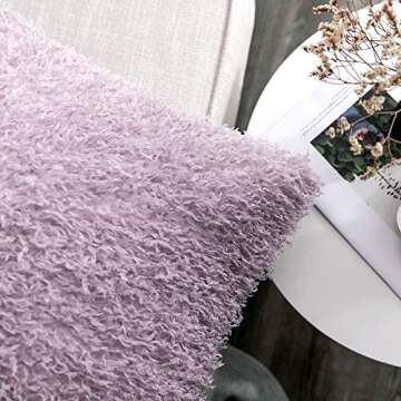 MIULEE Pack of 2 Decorative Purple Faux Fur Throw Pillow Covers Super Soft Faux Feather Pillow Cases Luxious Cushion Covers for Sofa Bedroom 18x18 Inch 45x45 cm