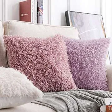 Decorative Purple Faux Fur Pillow Covers for Home