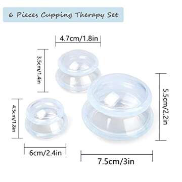 6 Sizes Cupping Therapy Set-Professional Cupping Therapy Studio and Household Silicone Cupping Set, Stronger Suction, Suitable for Myofascial Massage, Muscle, Nerve, Joint Pain