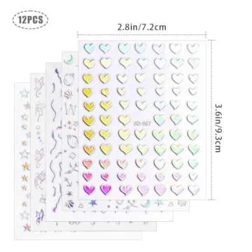 12 Sheets Holographic Nail Art Stickers for Creative Designs
