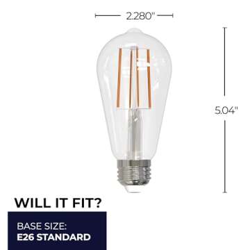 Bulbrite 8.5 Watt Dimmable Clear Filament ST18 / ST19 Medium (E26) LED Bulb - 850 Lumens, 3000K, and 90 CRI