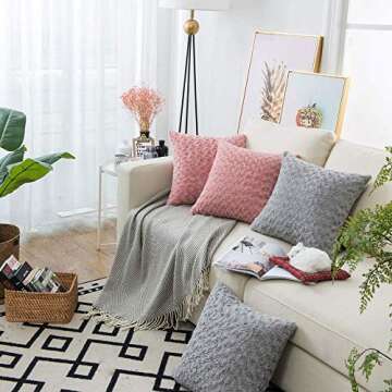 LANANAS Luxury Soft Plush Faux Fur Throw Pillow Covers for Couch Decorative Mongolian Fur Throw Pillow Covers Pack of 2 (18"x 18", Grey)