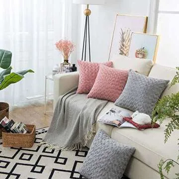 LANANAS Luxury Soft Plush Faux Fur Throw Pillow Covers for Couch Decorative Mongolian Fur Throw Pillow Covers Pack of 2 (18"x 18", Grey)