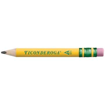 Ticonderoga My First Short Triangular Wood-Cased Pencils, #2 HB Soft, With Erasers, Yellow, 4 Count