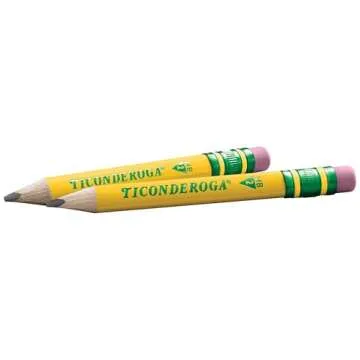 Ticonderoga My First Short Triangular Wood-Cased Pencils, #2 HB Soft, With Erasers, Yellow, 4 Count