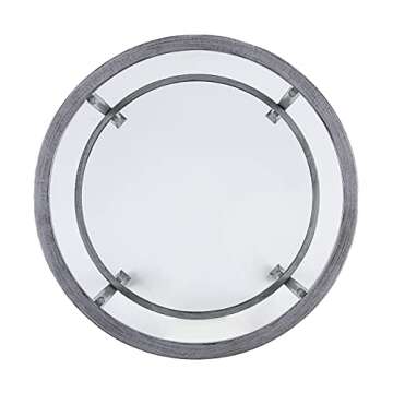 SEI Furniture Jaymes Metal & Glass 2-Tier, Round End Table, Silver/Black Distressing