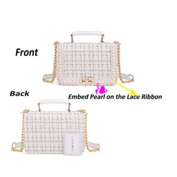 LDYSMCF Tweed Bag for Women,Chain Shoulder Bag Crossbody Handbag Purse Small Evening Bag