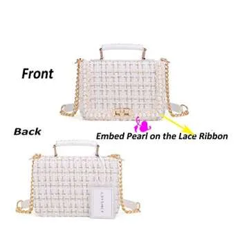 LDYSMCF Tweed Bag for Women,Chain Shoulder Bag Crossbody Handbag Purse Small Evening Bag