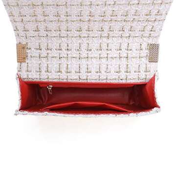 LDYSMCF Tweed Bag for Women,Chain Shoulder Bag Crossbody Handbag Purse Small Evening Bag