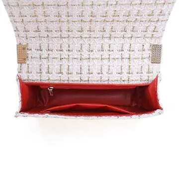 LDYSMCF Tweed Bag for Women,Chain Shoulder Bag Crossbody Handbag Purse Small Evening Bag