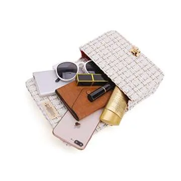 LDYSMCF Tweed Bag for Women,Chain Shoulder Bag Crossbody Handbag Purse Small Evening Bag