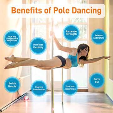 SereneLife Professional Upgrade Spinning Dance Pole - Portable & Removable Stripper Fitness Pole, Ad...