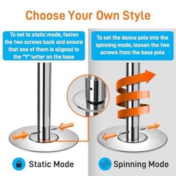 SereneLife Professional Upgrade Spinning Dance Pole - Portable & Removable Stripper Fitness Pole, Adjustable & Smooth Connection, Great for Training & Exercise